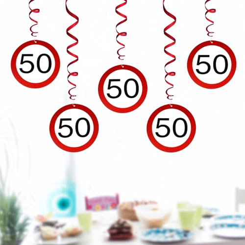 WenmthG - Lustige Girlande zum 50. Geburtstag - Deko für Frau und Mann - Verkehrsschild Partyzubehör für Jubiläum