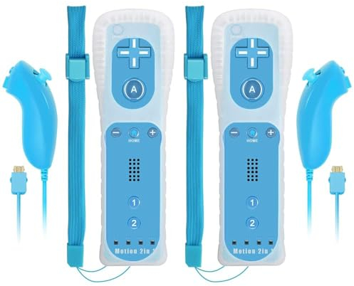 Gamrombo 2er Set Wii Remote Controller, Wireless Controller for Nintendo Wii, Wii U Video Game Gamepads, Replaceable Remote Game Controller with Silicone Case and Wrist Strap