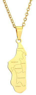 DACRWEKZ Halskette Mit Anhänger Mit Madagaskar-Karte – Halsketten Mit Länderkarte Und Städtenamen Im Ethnischen Stil – Für Männer Und Frauen, Hip-Hop-Karten, Minimalistische Dünne Kette, Trendiges Sc