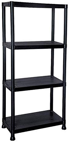 3 Tier 4 Tier 5 Tier Heavy Duty Plastic Garage Storage Shelving Racking for Home Living Room Extra Large Wide Lightweight Compact Shed Shelf Unit Office Pantry Workshop Warehouse Rack (4 Tier)