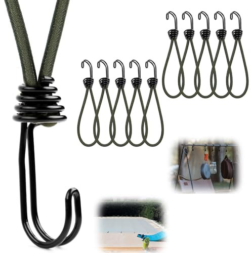 Ziamzra Spanngummi mit Haken 20cm Gummispanner mit Haken 10 Stück Planenspanner Hochbelastbare Expander mit Haken Grün Gummiband mit Haken für Zelte Banner Plakate Stationäre Transportanhänger
