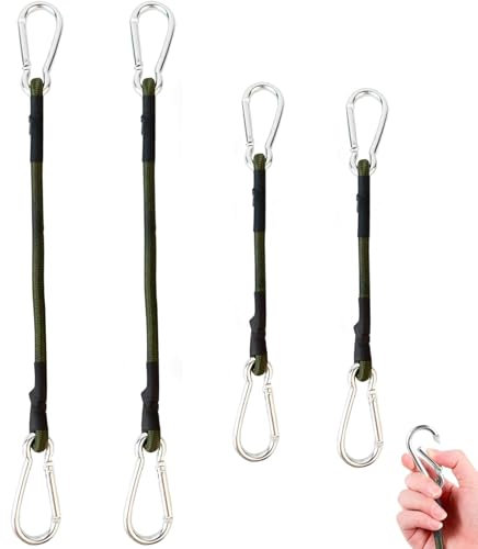 4PCS Bungee Cords with Carabiner Clips, Clips Bungee Cords, Bungee Cords with Carabiner Clips, Heavy Duty Elastic Rope Cord Multi-purpose Elastic Bungee Straps for Motorcycle Car Trunks Securing