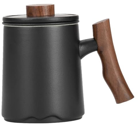 FELTECHELECTR Keramik Tasse Mit Holzgriff Und Filter Für Tee Und Kaffee Elegante Trinkbecher Für Zuhause Und Täglichen Gebrauch