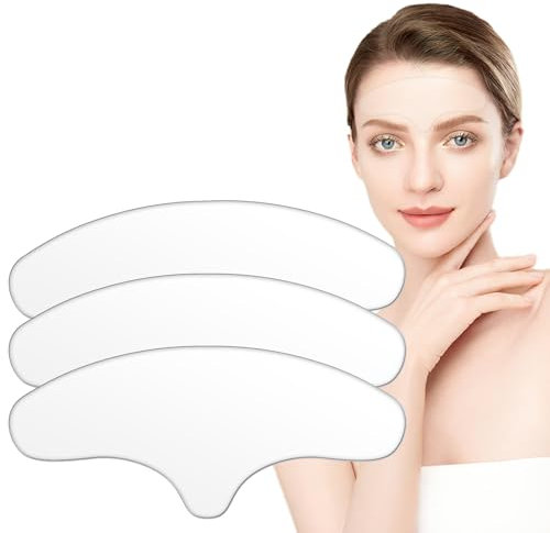 Lot de 3 patchs réutilisables en silicone anti-rides pour le front et entre les yeux, coussinets de lissage réutilisables en silicone hypoallergénique pour réduire les rides des sourcils et le lifting