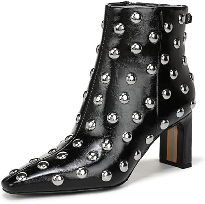 Sam Edelman Women's Saige Ankle Boot, Black Patent Stud, 7