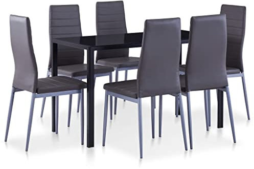 Xichuzi Conjunto de Mesa y sillas de Comedor 7 Piezas, Juego De Comedor, Mesa Cocina, Mesa Comedor, Muebles Comedor, Conjunto De Muebles De Cocina, Gris
