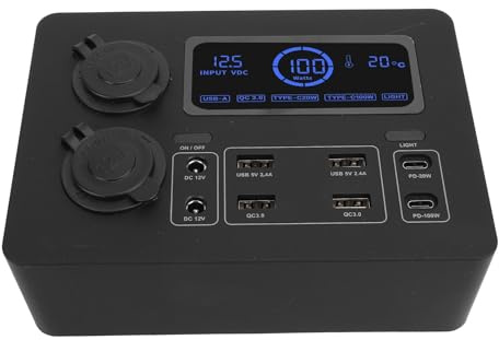 12V Boat Mini Power Box, Multifunctional Portable Power Distribution Box with Fast 3.0 Technology for Camping Fishing Outdoor, Emergency