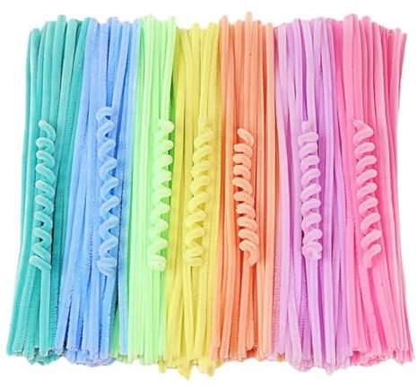 200 Piezas Limpia Pipas Coloridos, Alambre de Chenilla, Navidad Limpiapipas, 30cm chenilla Coloridos para DIY Halloween Decoraciones Navideñas para Manualidades y Decoración (7 macaron Colors)