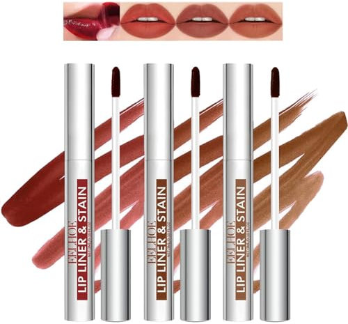Dulele 3PCS Colour Peel Off Lip Liner Stain Set, Natural Instant Peel Off Lip Stain, Waterproof Lip Tint Stain Non-stick Cup Peel Off Lipstick Lip Makeup for Women (C)