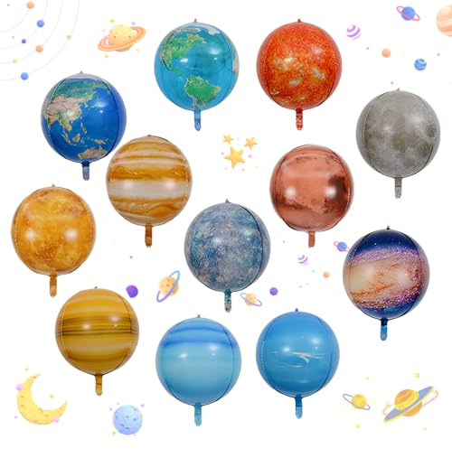 WOUYTPE 12 Stück Planeten Luftballons, Weltraum Luftballons, Weltraum Kindergeburtstag Ballons, Geeignet für Veranstaltungen zum Thema Weltraum, Kindergeburtstage und Dekorationen für Kinderzimmer