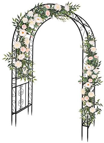 Bonnlo Garden Arch Metal Strong, Outdoor Garden Archway for Climbing Plants, Durable Devorations Arches for Backyard, Wedding Party, 132cm W * 213cm H