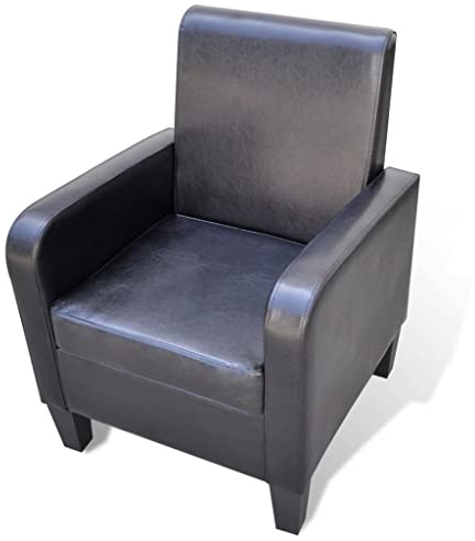 Qnhdfrt Black Faux Leather Armchair with Pine Wood Frame