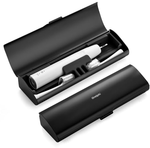 Oralphi Alu-Elektrische Zahnbürste Etui, 2-in-1 Elektrische Zahnbürste Reiseetui für Oral B/Philips und die meisten elektrische zahnbürsten, Herausnehmbare Silikon-Einlage, Reise-Essentials - Schwarz