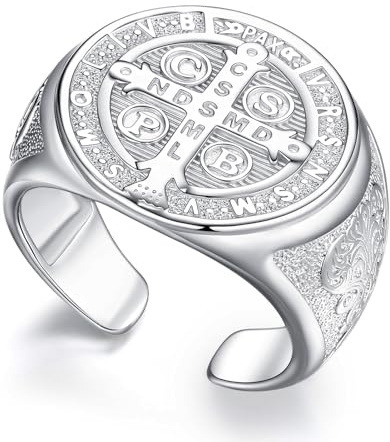CELESTIA Männer Ringe Pentagramm Siegel der 7 Erzengel Siegelring Silber 925 Ringe Herren Schutz Ring Vintage Schmuck Geschenk für Männ Freund Ehemann Papa