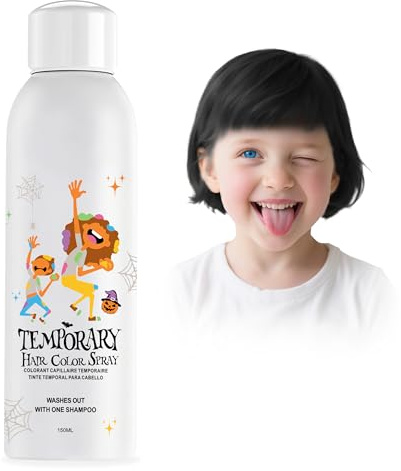 Schwarze Temporäre Haarfarbenspray - Sofortige & Auswaschbare Haarfarbe für Teens, Frauen, Männer - Für Halloween, Cosplay, Kostümparty, Weihnachten - 150ml