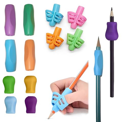 JYXNU 12 piezas de Agarre de Lápiz para Niños, Agarres para Lápices, Adaptador Lapiz, Agarre de Bolígrafo, agarres de lápiz, Ayuda de Escritura Herramienta de Corrección Postural para Niños Adultos