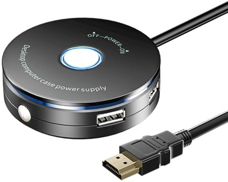 Hangsu Externe Power-Taste für PC Externer PC Power Desktop Computer Gehäuse Reset Switches mit USB 2.0 Port Reset