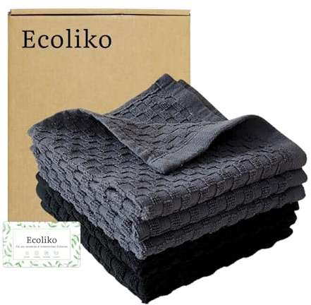 Ecoliko Baumwoll-Putztücher für Hochglanzküchen, 6er Set, Weich & kratzfrei