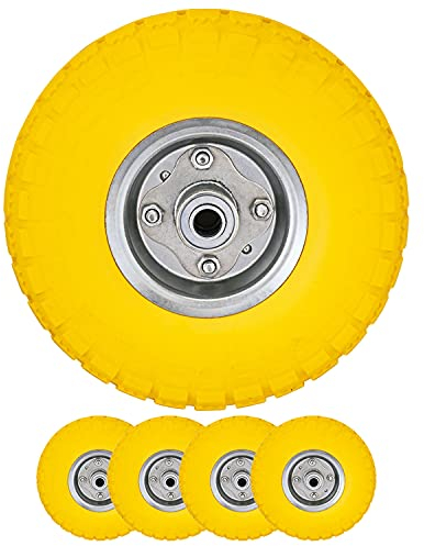 Bond Hardware 10 Yellow Sack Truck Hand Trolley Cart Wheelbarrow Solid Rubber Wheel Tyre Tires (Pack of 4)