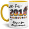 Tassendruck Fan-Tasse zur Weltmeisterschaft 2018 Personalisierbar mit Wunsch-Name - Individuell/Anpassbar/Fussball/EM/WM/Liga/Pokal/Witzig/Lustig/Mug/Cup/Innen & Henkel Gelb