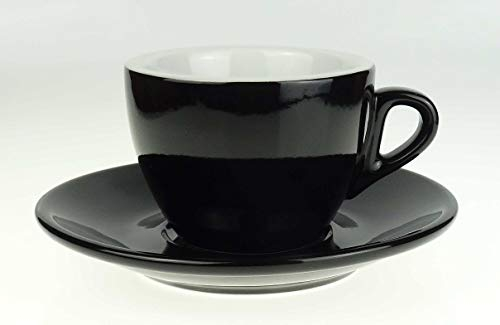 Kleine dickwandige Cappuccinotasse »Palermo« | schwarz | Füllmenge (bis zur Oberkante): 145 ml | 6 Tassen & 6 Untertassen