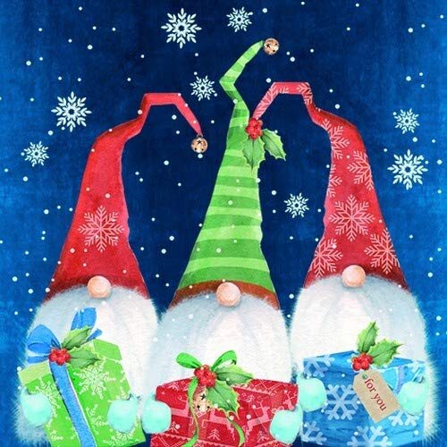 20 Servietten Drei Wichtel mit Geschenke | Weihnachten | Tischdeko 33x33cm
