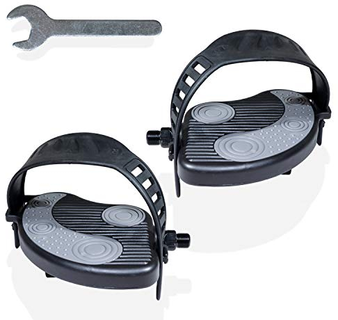 Katai - 1 Paar -Heimtrainer-Pedale mit strapazierfähigen PVC-Gurten – 9/16 Zoll Gewinde, robuste Stationäre Drehradpedale – komplett mit Installationsschlüssel.