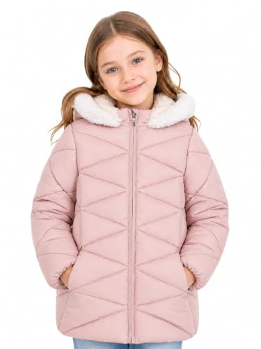 SOLOCOTE Cappotti invernali per ragazze con cappuccio Sherpa foderato giacca leggera spessa calda gonfia impermeabile antivento in cotone lucido giacche