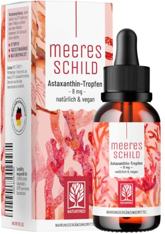 NATURTREU® Astaxanthin Tropfen hoch dosiert & vegan | Die perfekte Alternative zu Astaxanthin Kapseln - 100% natürliches Astaxanthin aus Hawaii - 30ml