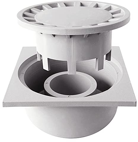 Bricoloco Siphon vertical d'évacuation pour patio et terrasse extérieure en PVC avec grille amovible (10 x 10 cm)
