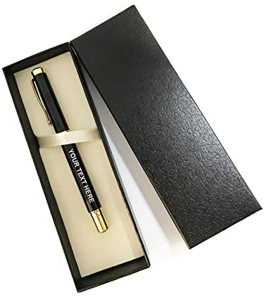 GIBZ Kugelschreiber Personalisiert mit Gravur Gel des Namen Kugelschreiber Set Metall 0.5mm Tinte Kugelschreibermine Schwarz, 1 Packung