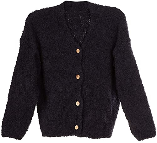 styleBREAKER Cárdigan de Punto bouclé para Mujer con Botones