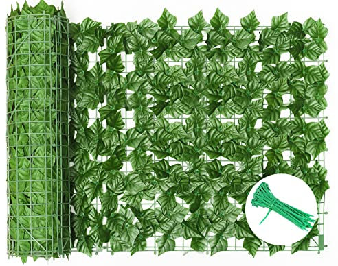 Artificial Ivy Privacy Fence Screen, 0.5x3m Artificial Ivy Privacy Fence, Vine Privacy Fence Wall Screen, Artificial Hedges Roll Faux Ivy Leaves Fence with Nylon Ties for Outdoor Garden Decor