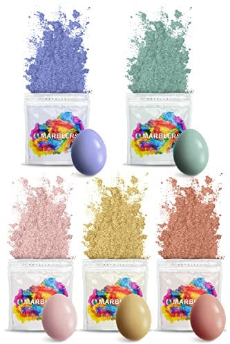 MARBLERS Juego de colorantes de mica en polvo [juego de 5 colores de cáscara de huevo] | Grado cosmético | Pigmento de resina epoxi | tinte, no tóxico, vegano, libre de crueldad animal | Brillo de