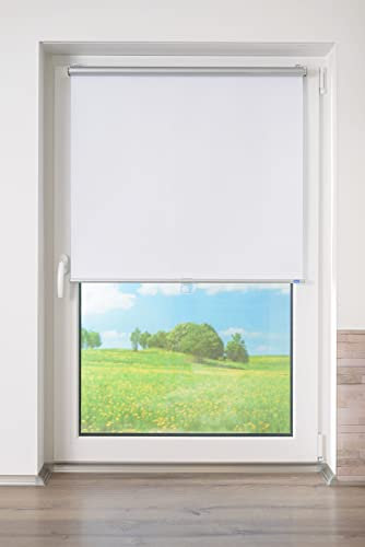 K-home® Thermo Springrollo/Mittelzugrollo mit modernen Struktur Stoff Weiß B100 x H200 cm
