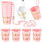 Lanjue 12 Pcs Beaded Bridal Shot Glass, Hen Party Shot Glasses Bachelor Party Chain Wine Cup Plastic Necklace Groom and Bride Shot Glasses for Wedding Bachelorette Party Hen Party