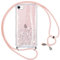 Vauki Coque Paillettes avec Cordon pour iPhone 8/iphone SE 2020/iPhone 7/SE 2022, Glitter Case avec Collier Silicone PC Antichoc Cover avec Réglable de Cordon Sparkle Etui pour iPhone 8, Rose