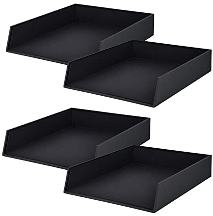 Rössler Papier 1335452700-4 - S.O.H.O Ablagekorb für DIN A4, Schwarz, 4 Stück, Ablagefächer stapelbar, Briefablage 26 x 6 x 32 cm