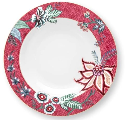 PIP STUDIO 51001298 Flower Festival Teller tief dark pink 21,5 cm (1 Stück)