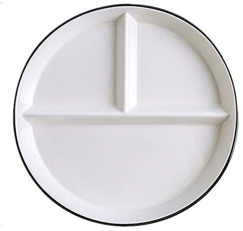 Porcelain Divided Plates, Round Portion Control Plates for Weight Loss for Adults, Compartment Dinner Plates for Dessert Salad Steak Sushi Spaghetti