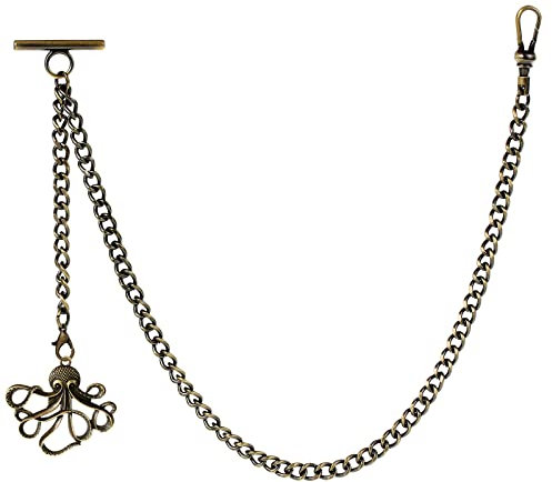 ZTA Albert Kette Bronze Taschenuhr Kette Weste Kette für Männer FOB T BAR mit Schwenkverschluss mit Oktopus Design Anhänger FOB Charme
