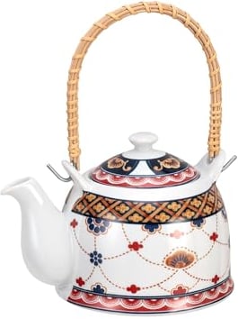 Madame Coco Vintage Teekanne Porzellan 750 ml ideal für Grüntee, Kräutertee und Tee, Caydanlik, Traditionelle Japanische Teekanne Tee, Large Teapot, Çaydanlık, Vintage Teebereiter groß Chéri Caydanlik