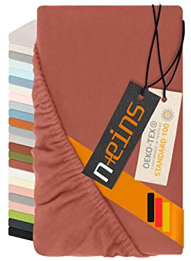 Npluseins Drap Housse 90x200 à 100x200 cm - fabriqué en Allemagne - Flanelle Fine 100% Coton - Linge de lit Chaud et Doux, résistant et Opaque, 1037.1342, Rouille