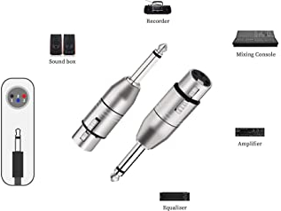 Mr. Gadget's Solutions XLR to Jack TRS Adapter, Balanced Female XLR to Quarter Inch 6.35mm Male Adapters
