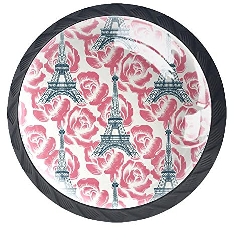 Lot de 4 boutons de placard ronds en verre cristal Paris