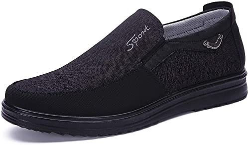 Zapatos sin Cordones Hombre Cuero Mocasines Casual Zapatillas Casa para Centavo Ponerse Conducción Formal Negocios Barco Cómodos Caminar（Negro,47 EU