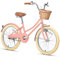 Glerc 20 Zoll Kinder Mädchen Fahrrad für 6 7 8 9 10 Jahre alt kleine Mädchen Retro Vintage-Stil Fahrräder mit Korb Training Räder und Glocke, Pfirsich