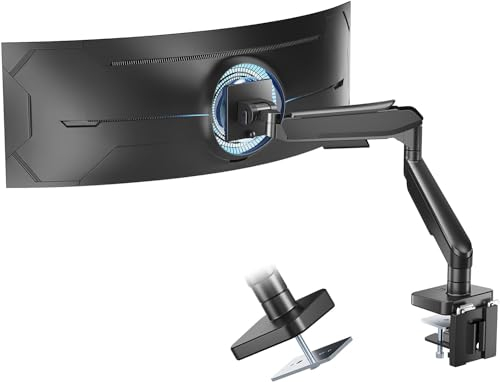 IMtKotW Brazo de Monitor para Pantallas Planas y Curvas de 17 a 49 Pulgadas, Soporte con Resorte de Gas Hasta 20 kg, Totalmente Ajustable, VESA 75/100 mm