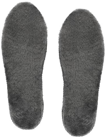 riemot Sheepskin Insoles for Women Men, Lambswool Insoles for Winter Boot Work Shoes Wellies, Warm Fluffy Winter Wool Shoe Inner Soles for Replacement, Thick Comfort Shoe Insole, Grey, UK 6.5