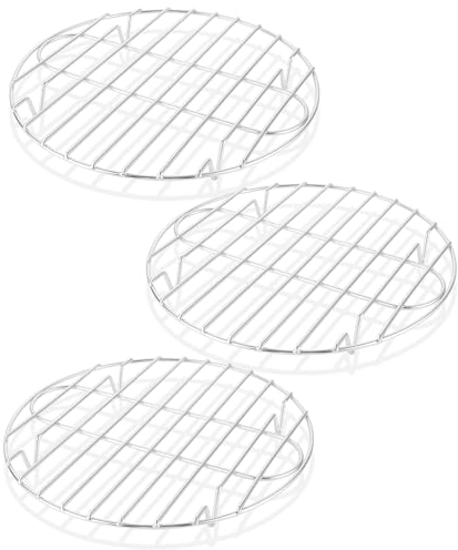 VIDETOL 3 Stück Abkühlgitter Rund, 27 cm Kuchengitter Abkühlgitter Rund, Topfuntersetzer Metall, Silber Tortenkühler für Topf, Ofen und Backen